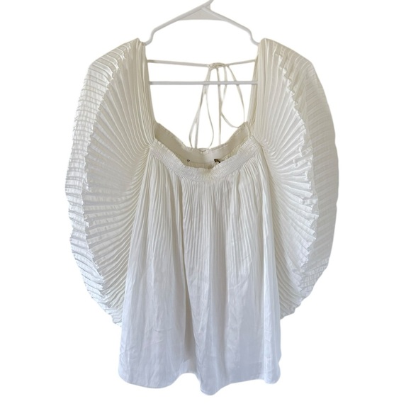 Kobi Halperin White Accordion Sleeve Pleated Blouse - Picture 1 of 8